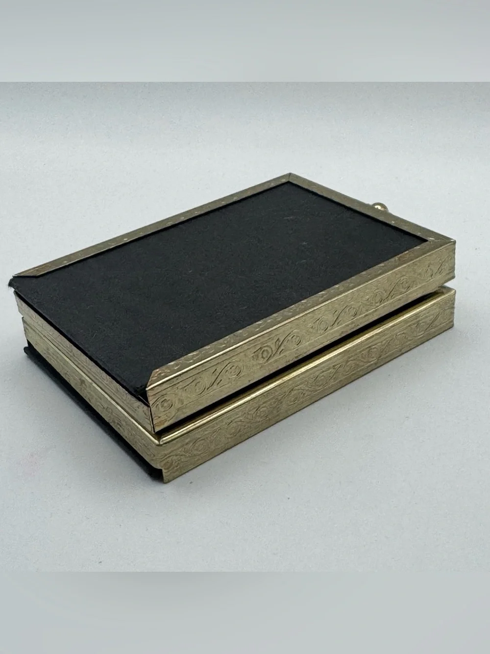 Vintage Monogram Brass Tone Double Hinged Picture Frame 2.5x3.5 Folding Photo